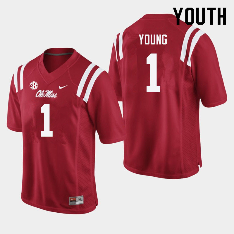 Isheem Young Ole Miss Rebels NCAA Youth Red #1 Stitched Limited College Football Jersey YHL4858NU